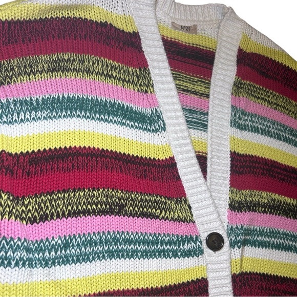 No.21 Kids Multicolored Striped Cardigan Sweater Marl-knit V-neck Size 14 (teen) - Picture 5 of 16